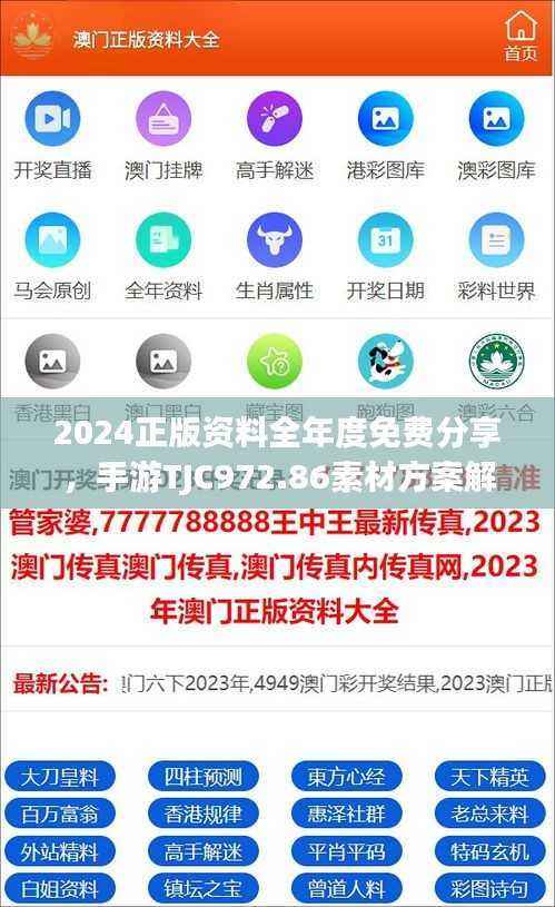 2024正版资料全年度免费分享,手游TJC972.86素材方案解析