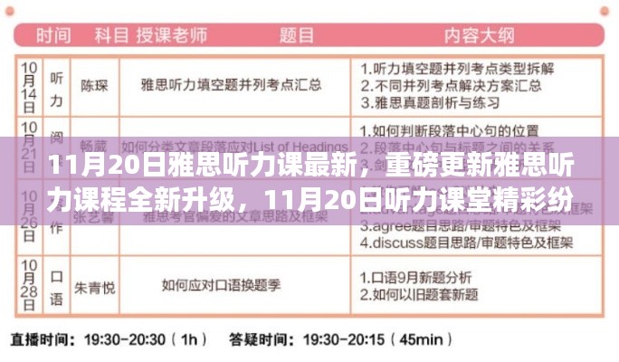 11月20日雅思听力课程全新升级,精彩听力课堂等你来体验