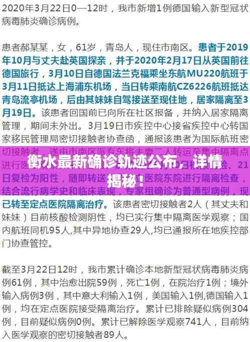 衡水最新确诊轨迹公布,详情揭秘!